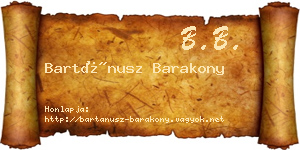 Bartánusz Barakony névjegykártya